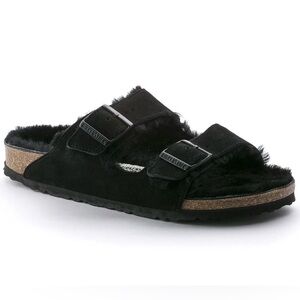 Birkenstock Arizona Black Shearling Wool - Adjustable Sandals EUR 46 US 13 NEW